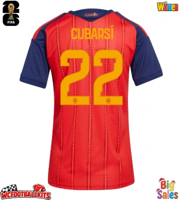 Spain Pau Cubarsi #22 Replica Home Stadium Shirt for Women World Cup 2026 Short Sleeve
